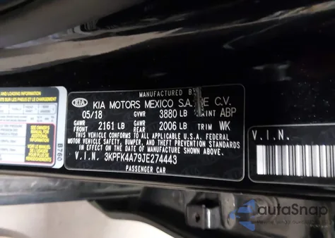 2018 Kia Forte Lx из США, поврежденный, VIN 3KPFK4A79JE274443